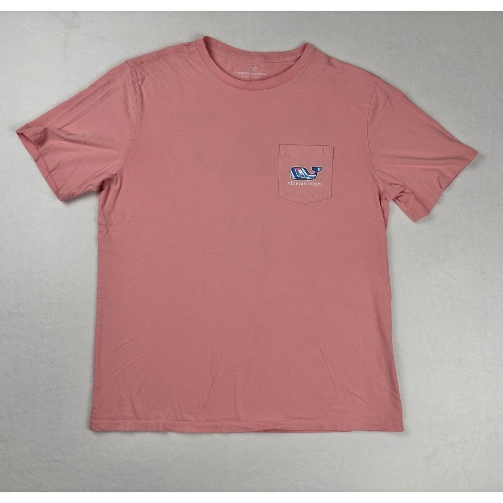 Vineyard Vines Pink Whale Graphic Pocket T Shirt Mens Size Large